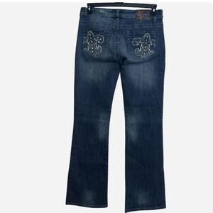 Jeans De Fleur Rhinestone Embellished Fleur De Lis Bootcut Jeans